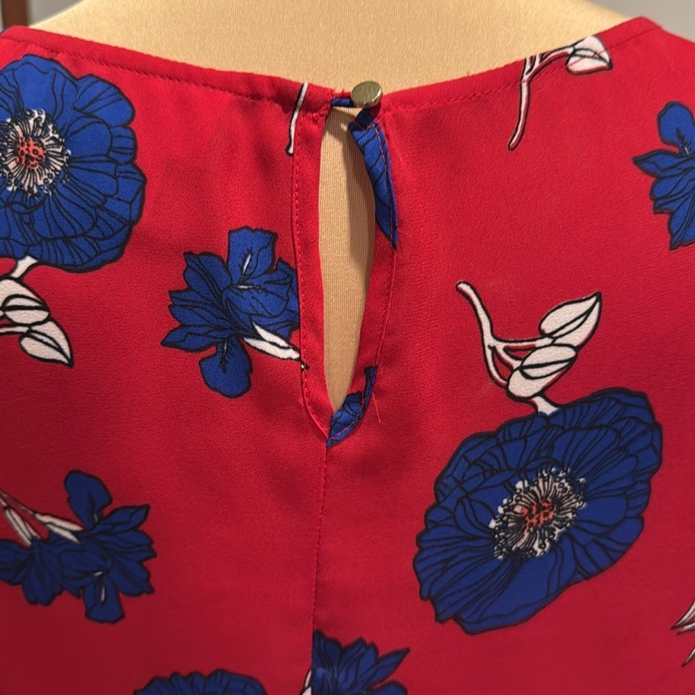 Liz Claiborne Patriotic Red White Blue Floral blouse plus size 2X - Picture 6 of 8